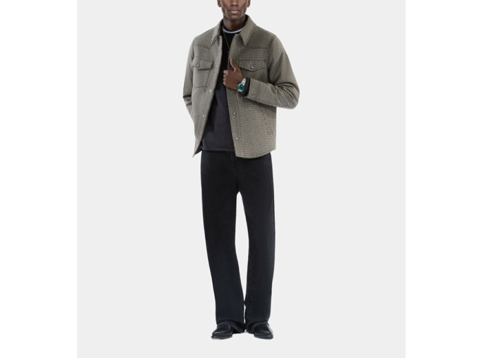 Blouson Style Surchemise Pied De Poule Marron Et Écru brown