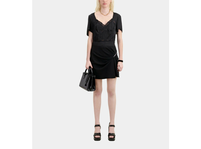 Jupe Courte Noire En Crêpe Avec Zip black