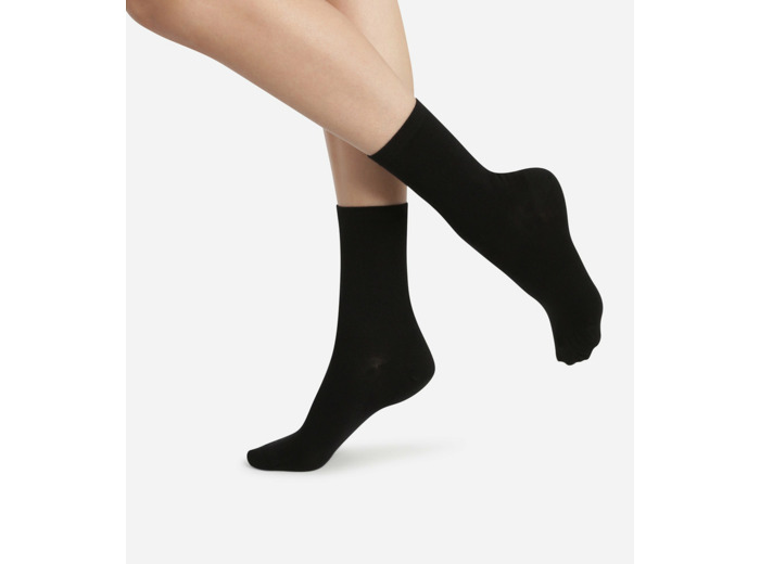Lot de 2 paires de chaussettes noires Femme Pur Coton