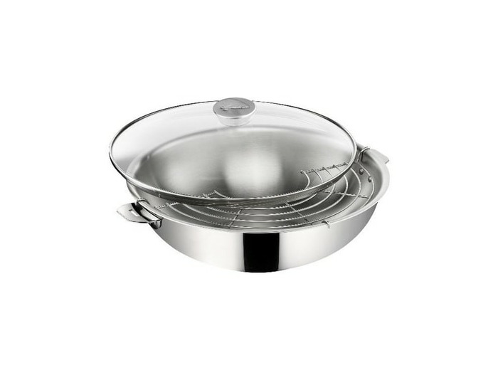 Wok inox salvaspazio avec grill et couvercle 30 cm