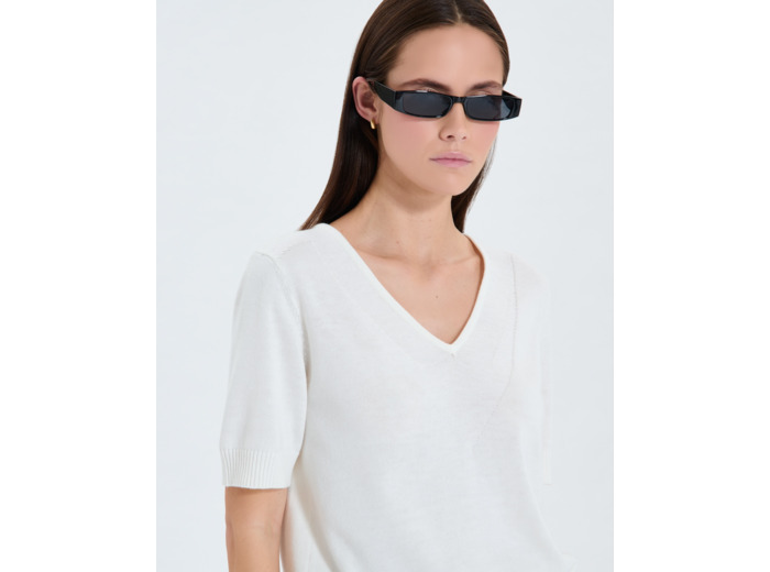 Pull manches courtes écru