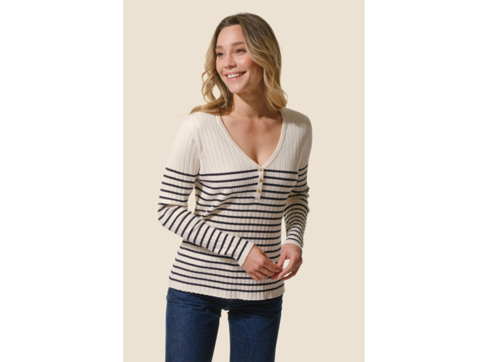 Pull femme avec col V Flavie