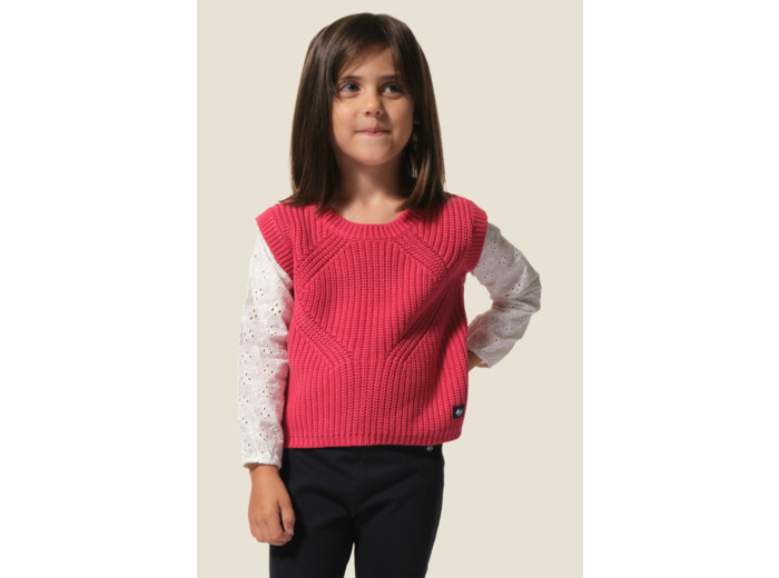 Pull fille col rond rond Garance