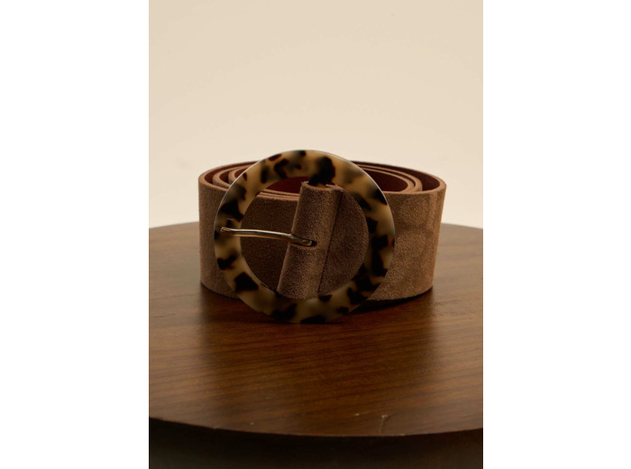 Ceinture en cuir large et boucle fantaisie