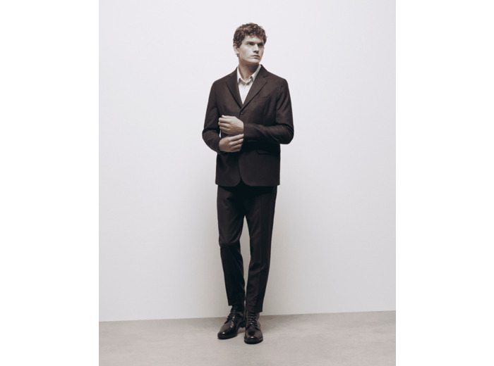 Veste Costume En Laine Poches Rabats burgundy