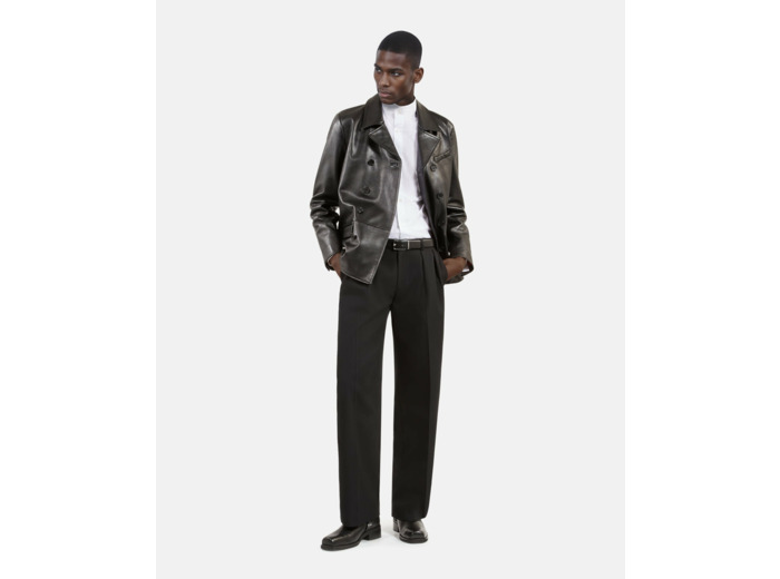 Double breasted leather jacket black