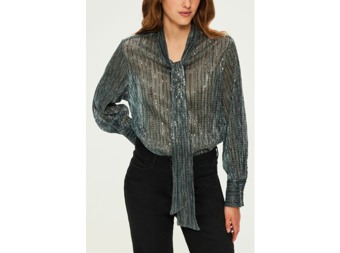 Top en lurex et col lavallière - BRUNA