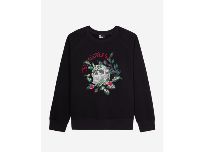 Sweatshirt Avec Print Skull And Flowers black