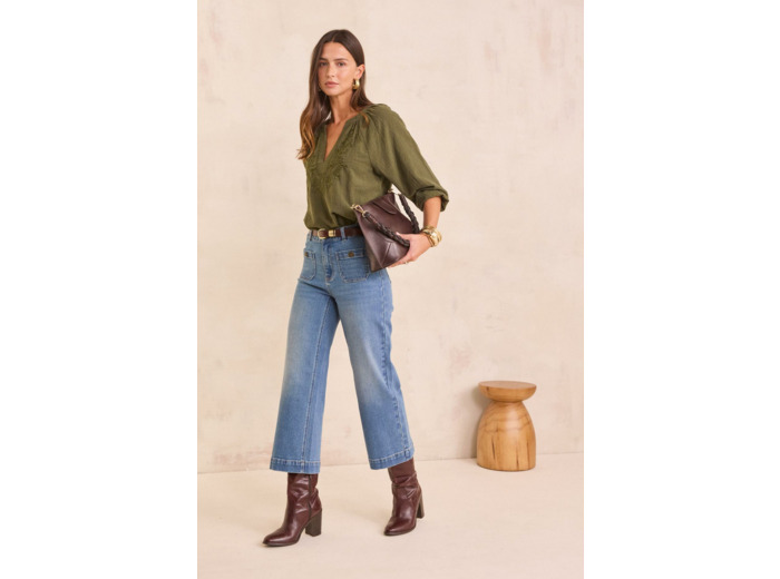Jean large et cropped en coton mélangé MAE