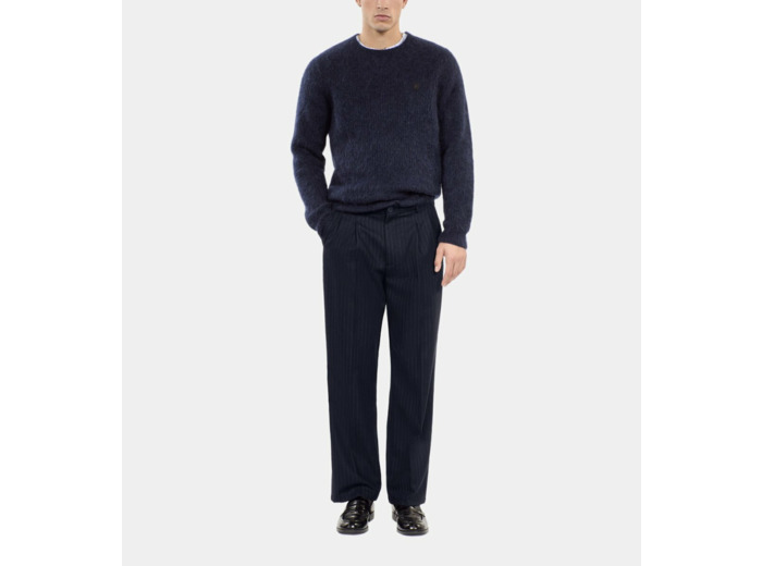 Pantalon Large À Rayures Bleu Marine dark navy