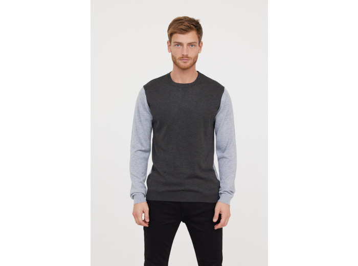 Pull col rond léger bicouleur