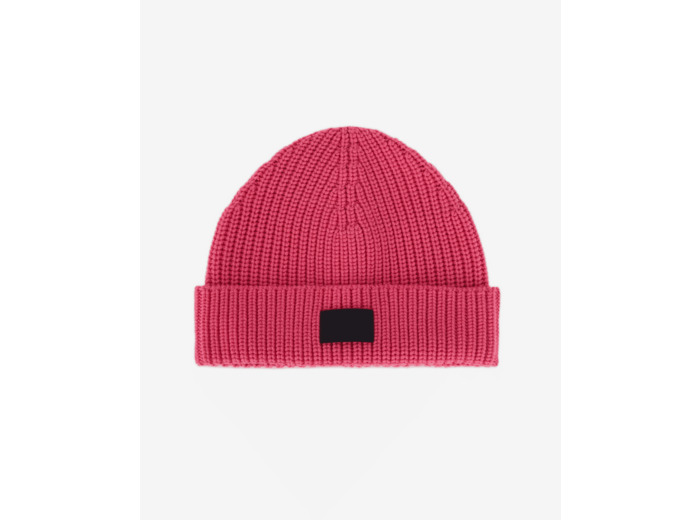 Bonnet En Laine Avec Patch En Cuir old pink