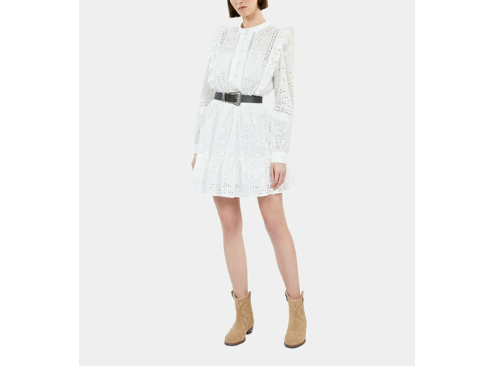 Robe Courte Blanche En Broderie Anglaise white