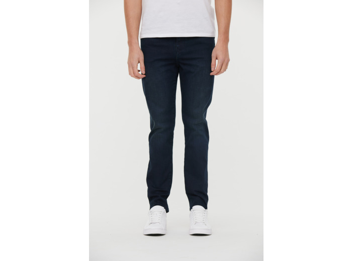 Denim semi enduit slim fit, taille haute, jambe ajustée