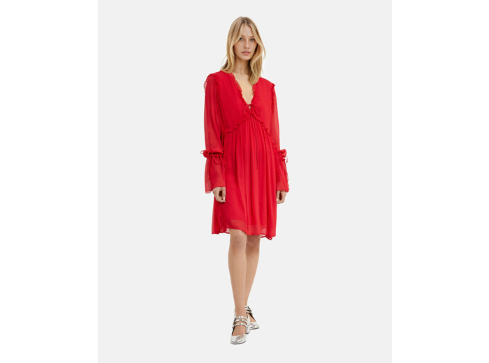 Robe unie a volants red / burgundy