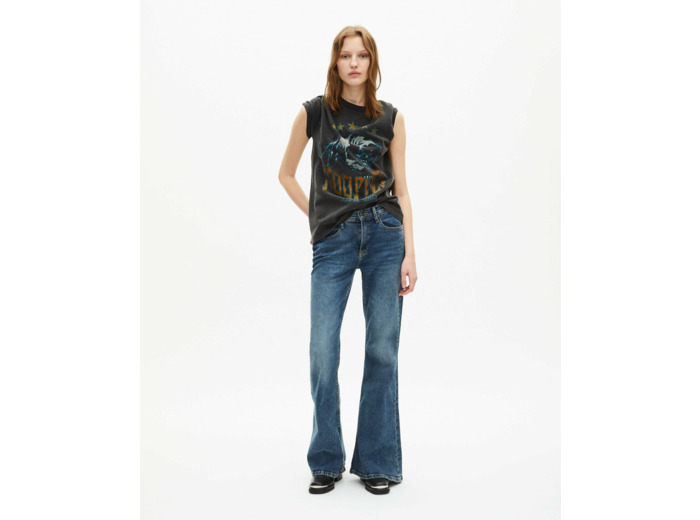 T-shirt manches courtes avec strass black washed