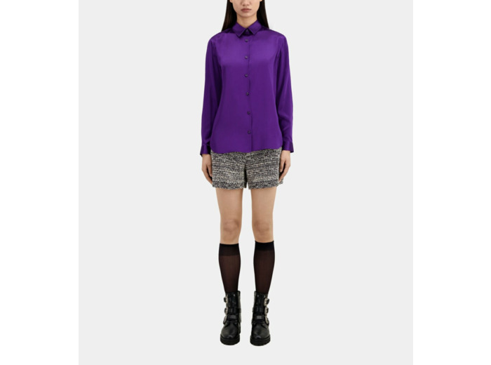 Chemise En Satin De Soie Manches Longues purple
