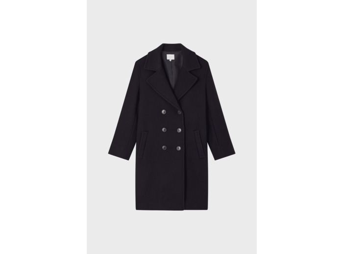 Manteau droit en laine mélangée et boutonnage croisé - MANUELLA