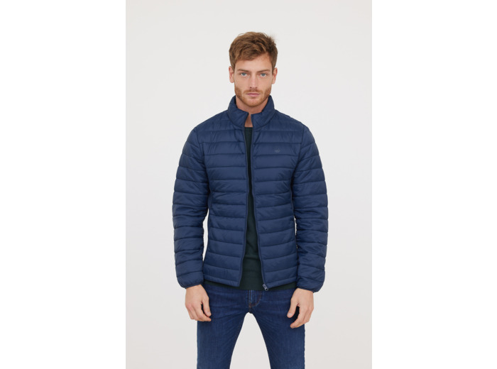 Doudoune légère basique manches longues en nylon, print poitrine, bandes élastiques côtés