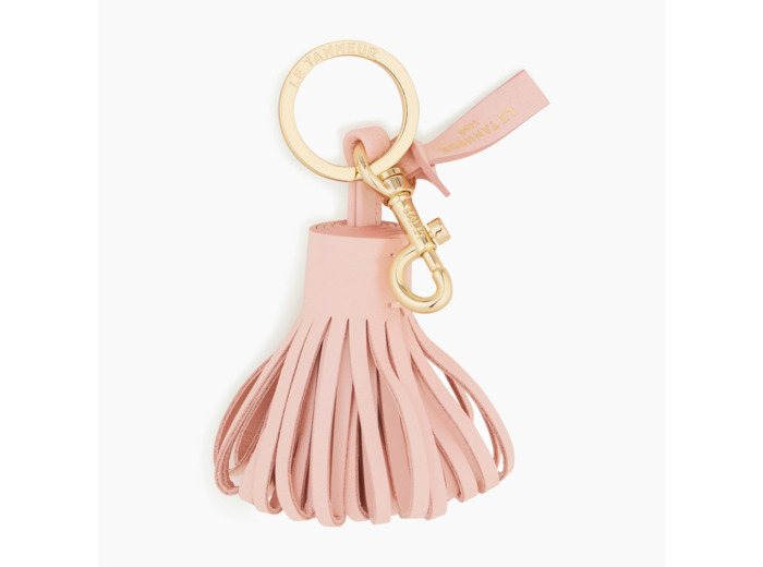 Porte clés pompons en cuir lisse
