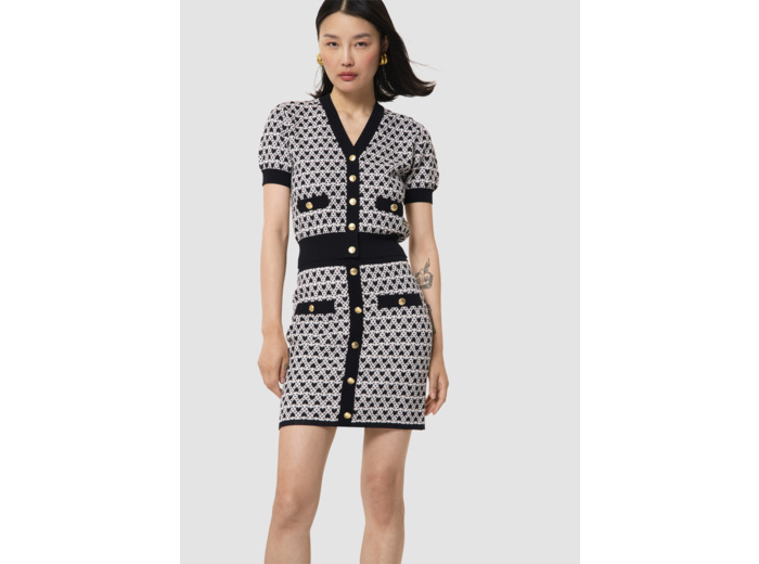 Jupe Jani écrue en coton imprimé mini coeurs