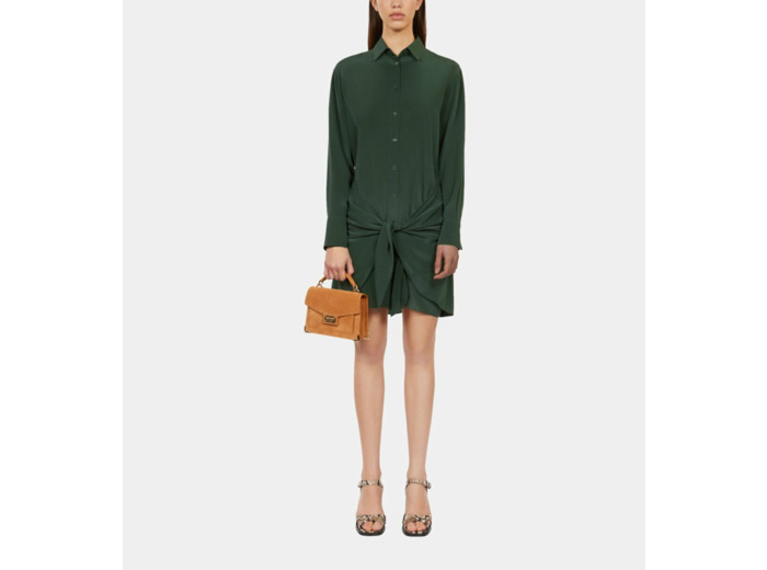 Robe Chemise Verte Courte Avec Nœud wood kaki