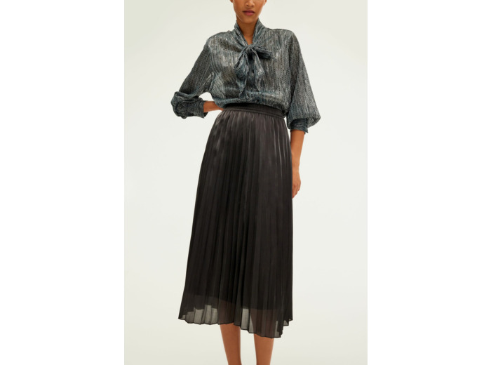 Jupe midi satinée plissée - CELIA