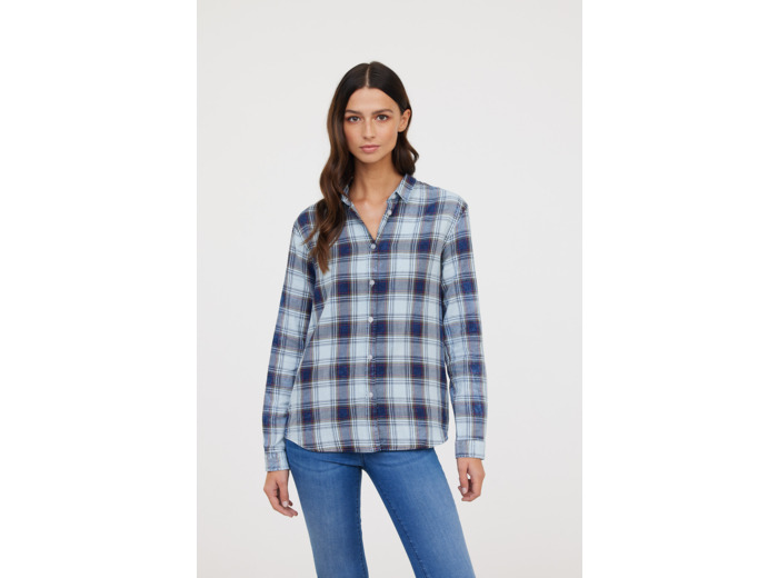 Chemise à carreaux effet délavé