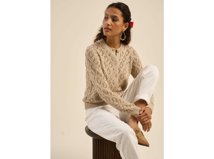 Gilet ajouré chic avec détails lurex