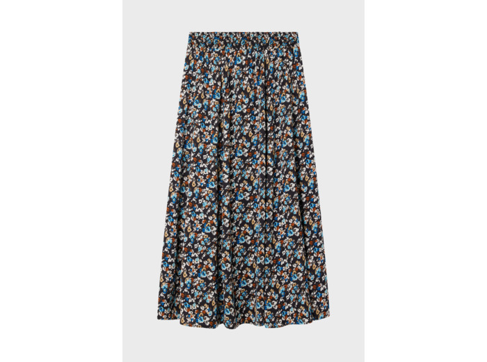 Jupe midi en satin à fleurs - CERES