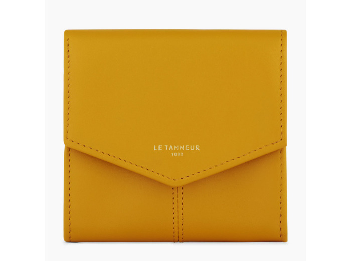 Petit portefeuille zippé Charlotte en cuir lisse