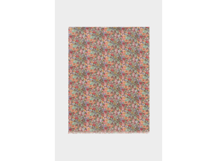 Foulard à fleurs en coton et lin - OPALYN