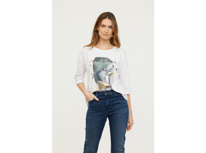 Tee shirt manches tombantes 3/4 avec graph poitrine