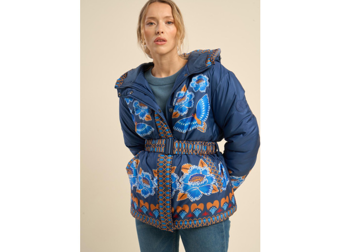 Doudoune à capuche imprimée