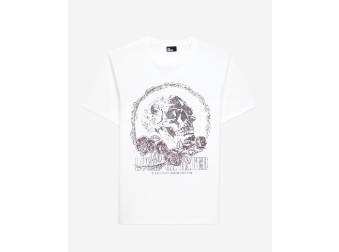 T-Shirt Manches Courtes Avec Print Skull And Roses white
