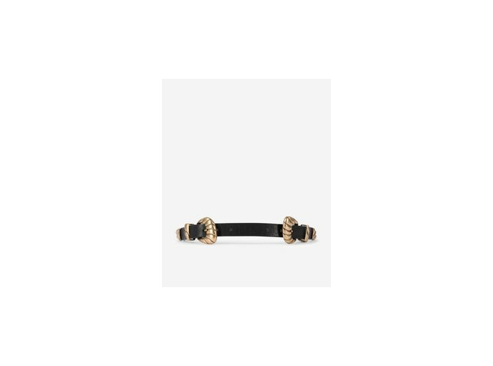 Ceinture fine à double boucle en cuir noir black