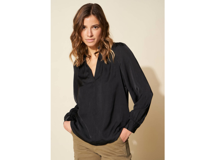 Blouse satiné à col tunisien