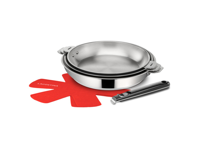 Salvaspazio+ 8-Piece Cookware Set, Lagotherm® Base, 18/10 Stainless Steel