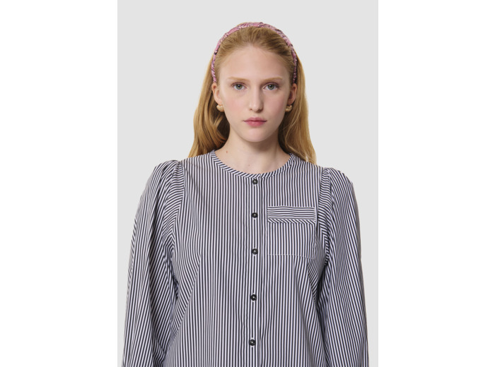 Chemise Candeur grise à rayures en popeline