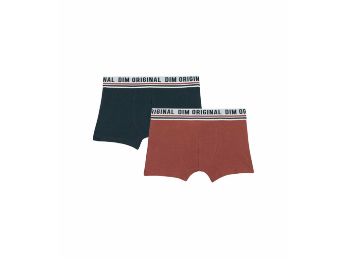 Lot de 2 boxers coton stretch Bleu Rouge ceinture rétro Dim Originals