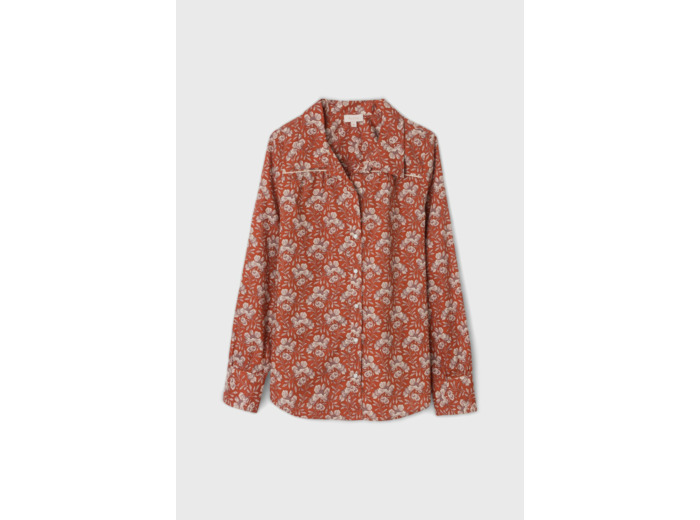 CLARENCE - Chemise en voile imprimé à grand col