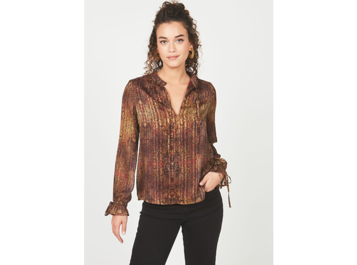 Blouse à col tunisien avec volant