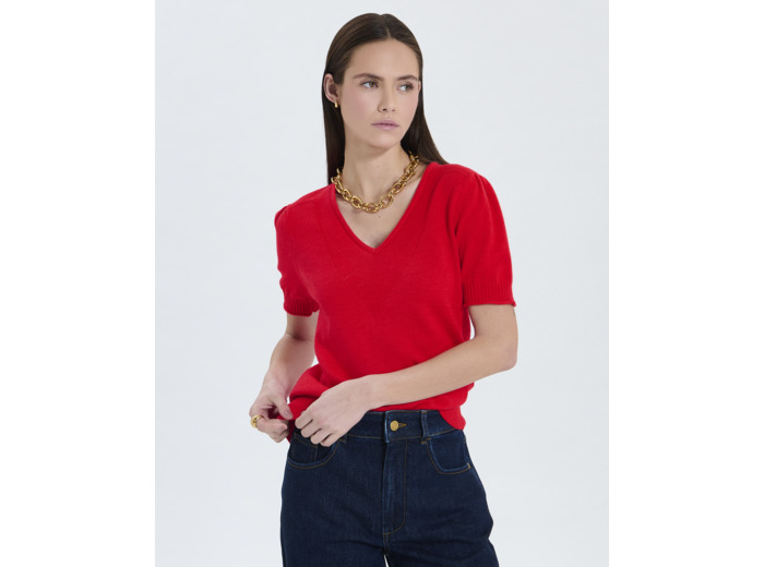 Pull manches courtes rouge