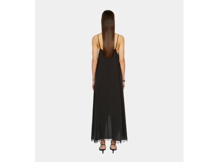 Robe Nuisette Longue Noire En Soie Lavée black