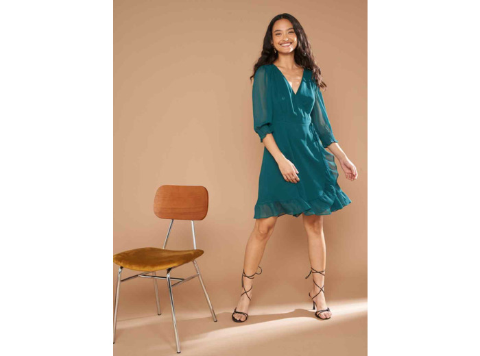 Robe cache-coeur à manches longues