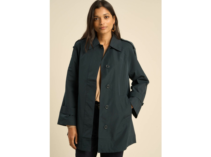 Trench mi-cuisse en matière déperlante