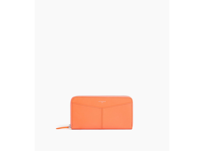 Compagnon zippé à rabat Charlotte en cuir lisse