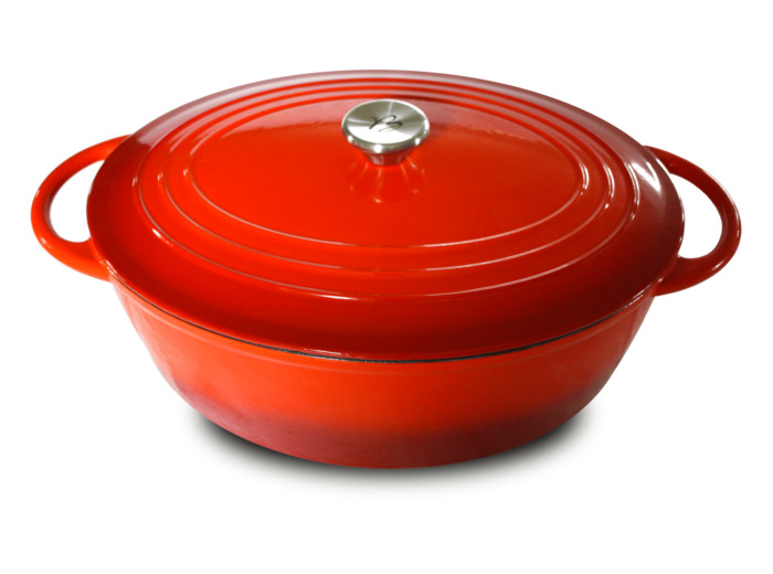 TRADITION Rouge Cocotte Basse Ronde 26x9,5cm