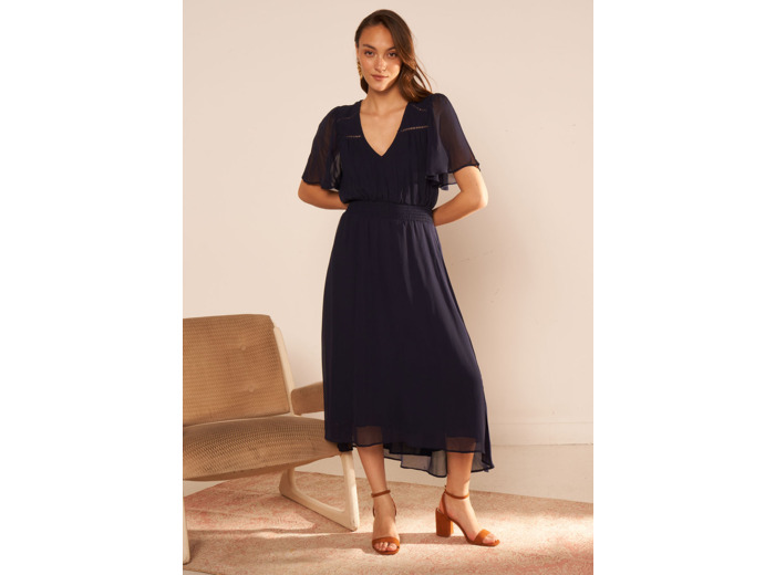 Robe midi avec manches volantées