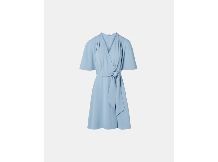 Robe portefeuille en crêpe bleue